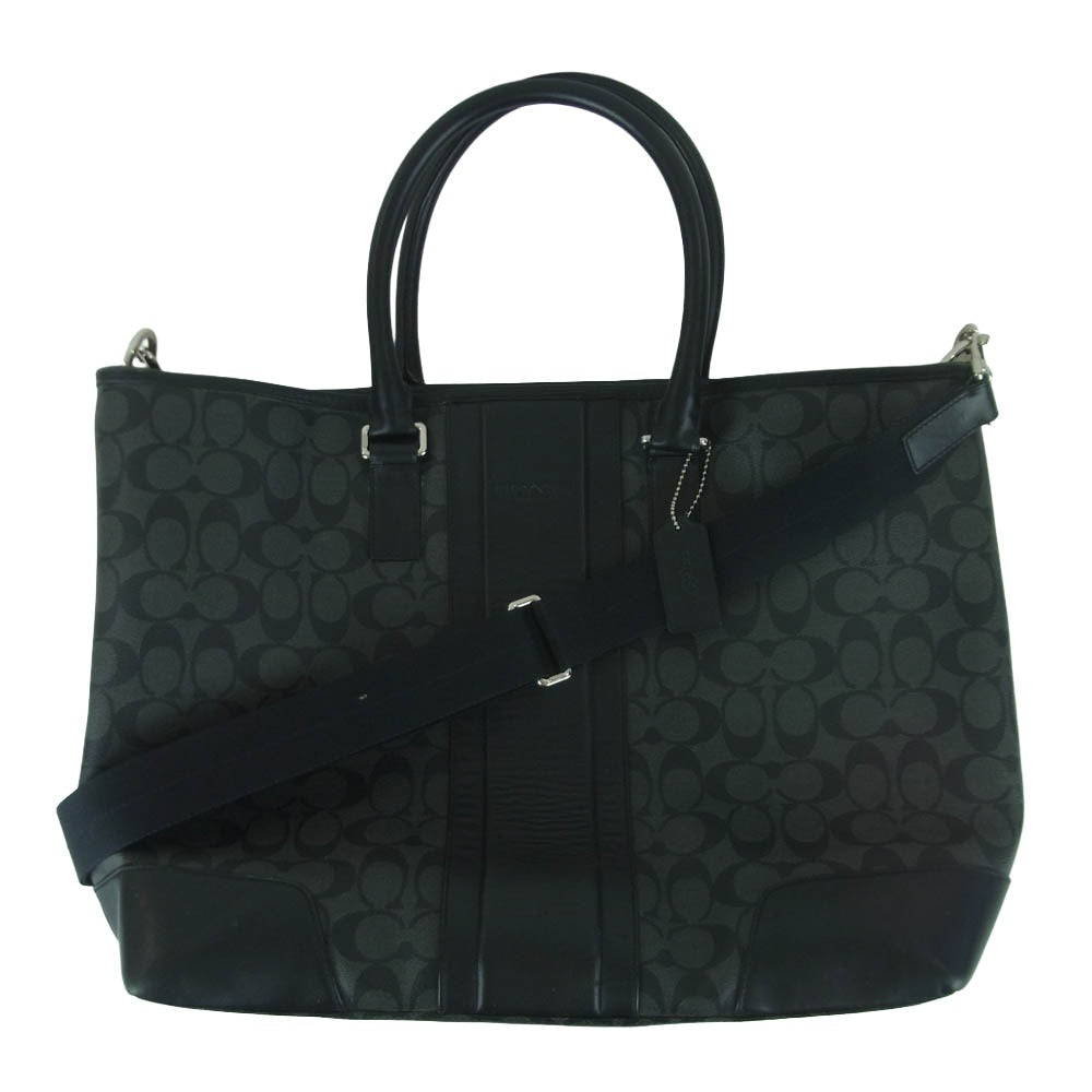 COACH コーチ F71104 ヘリテージ シグネチャー 2WAY トートバッグ ショルダーバッグ グレー系 ブラック系【中古】