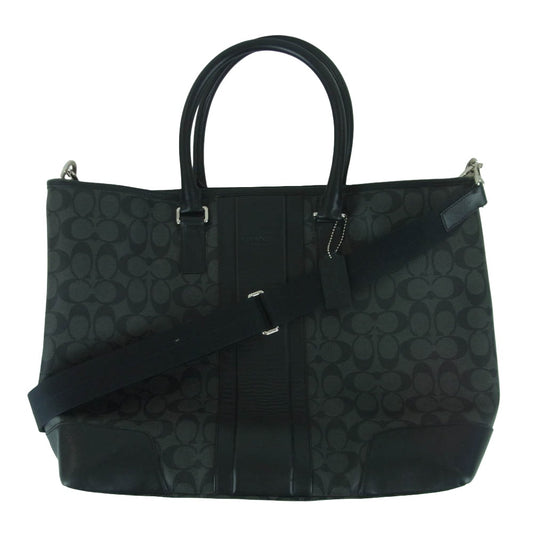 COACH コーチ F71104 ヘリテージ シグネチャー 2WAY トートバッグ ショルダーバッグ グレー系 ブラック系【中古】