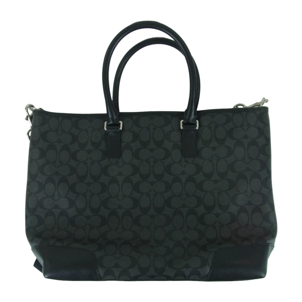 COACH コーチ F71104 ヘリテージ シグネチャー 2WAY トートバッグ ショルダーバッグ グレー系 ブラック系【中古】