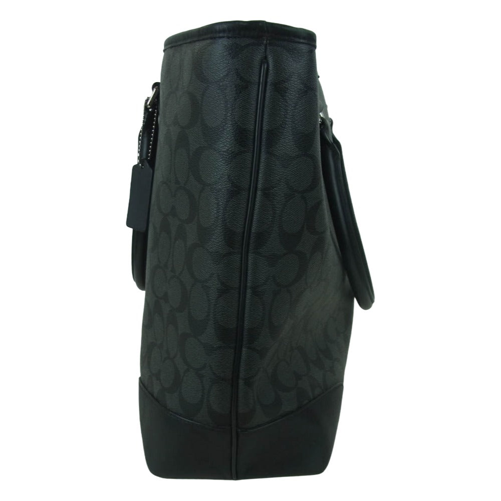 COACH コーチ F71104 ヘリテージ シグネチャー 2WAY トートバッグ ショルダーバッグ グレー系 ブラック系【中古】