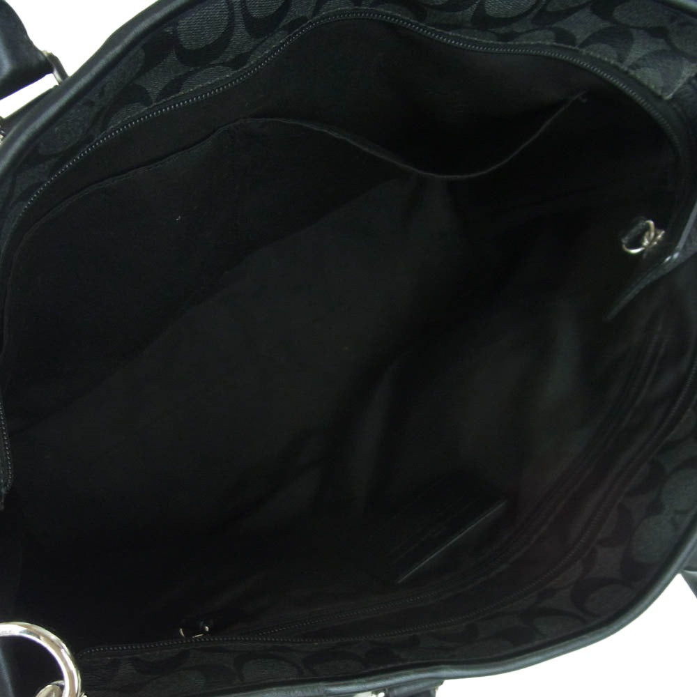 COACH コーチ F71104 ヘリテージ シグネチャー 2WAY トートバッグ ショルダーバッグ グレー系 ブラック系【中古】