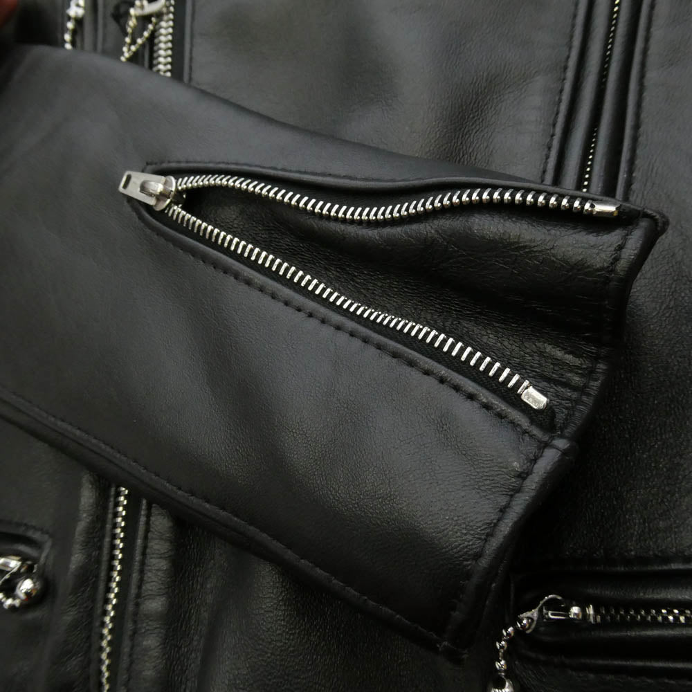 Lewis Leathers ルイスレザー 391T LIGHTNING TIGHT FIT ラットランドシープ ライトニング タイトフィット ライダース ジャケット スクエアパッチ ブラック系 36【中古】