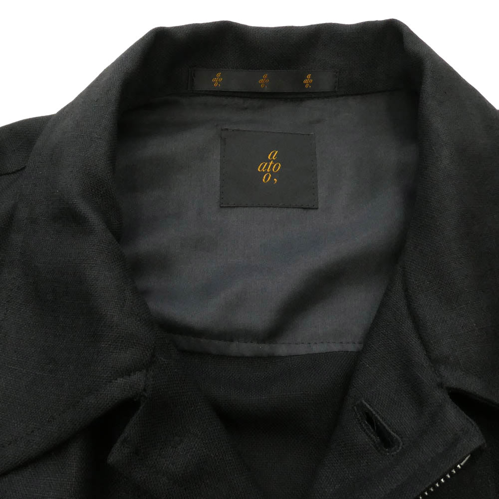 ato アトウ 24SS AM24A-S01 SLUB YARN SHIRTS-BLOUSON スラブ ヤーン シャツ ブルゾン ジャケット ブラック系 48【中古】