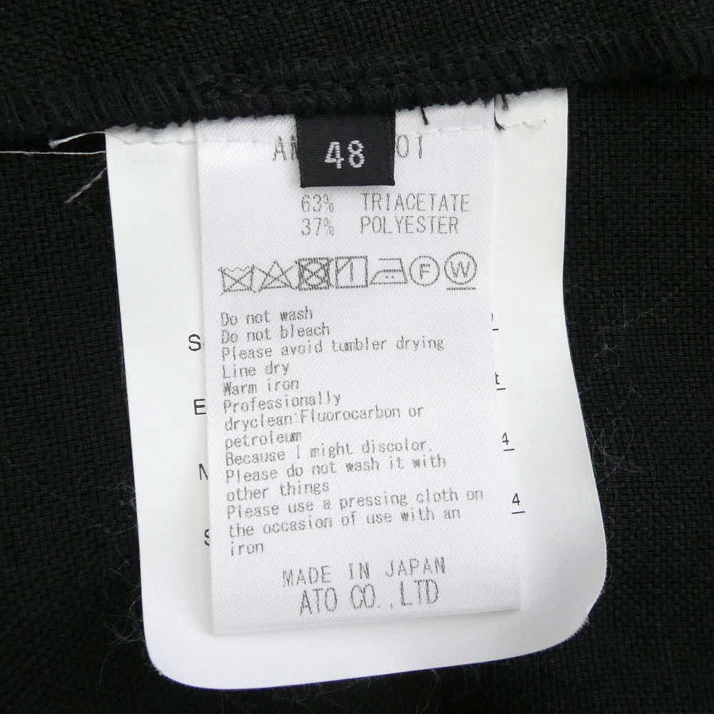 ato アトウ 24SS AM24A-S01 SLUB YARN SHIRTS-BLOUSON スラブ ヤーン シャツ ブルゾン ジャケット ブラック系 48【中古】