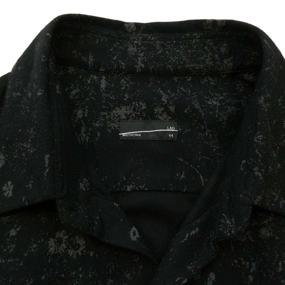 LAD MUSICIAN ラッドミュージシャン 2125-163 SMALL FLOUR BIG SHIRT スモール フラワー ビッグ シャツ ブラック系 44【中古】