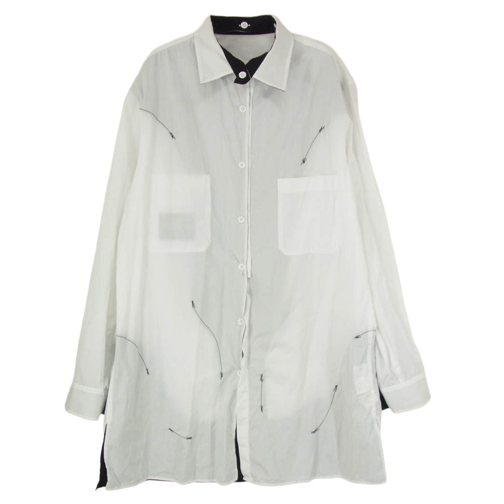 Yohji Yamamoto POUR HOMME ヨウジヤマモトプールオム 23AW HJ-B73-515 power of the WHITE shirt パワー オブ ザ ホワイトシャツ リバーシブル 白黒使いスペアカラー ブラウス 長袖 シャツ ブラック系 サイズ表記無【中古】