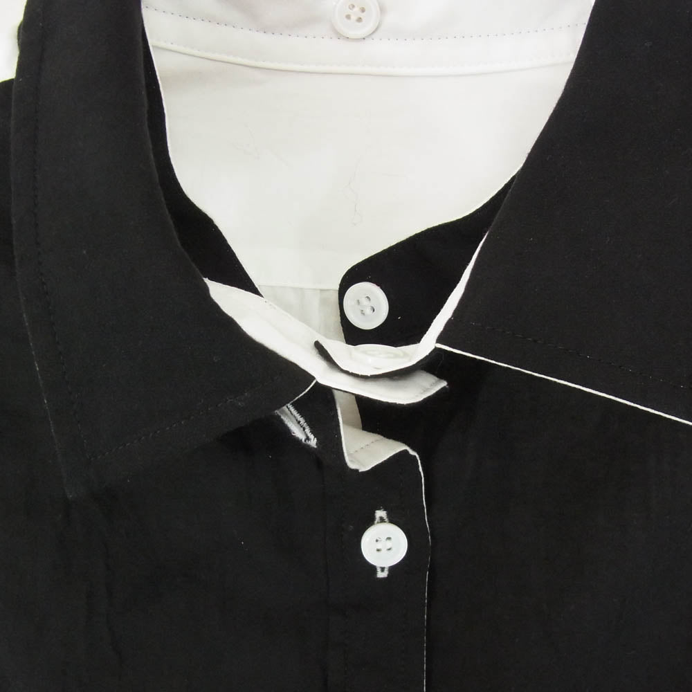 Yohji Yamamoto POUR HOMME ヨウジヤマモトプールオム 23AW HJ-B73-515 power of the WHITE shirt パワー オブ ザ ホワイトシャツ リバーシブル 白黒使いスペアカラー ブラウス 長袖 シャツ ブラック系 サイズ表記無【中古】