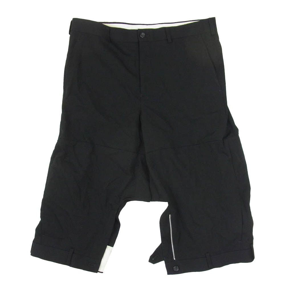 COMME des GARCONS HOMME PLUS コムデギャルソンオムプリュス 24SS PM-P046 ウールギャバ ドッキング ショート パンツ ショーツ ブラック系 L【中古】