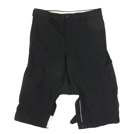 COMME des GARCONS HOMME PLUS コムデギャルソンオムプリュス 24SS PM-P046 ウールギャバ ドッキング ショート パンツ ショーツ ブラック系 L【中古】
