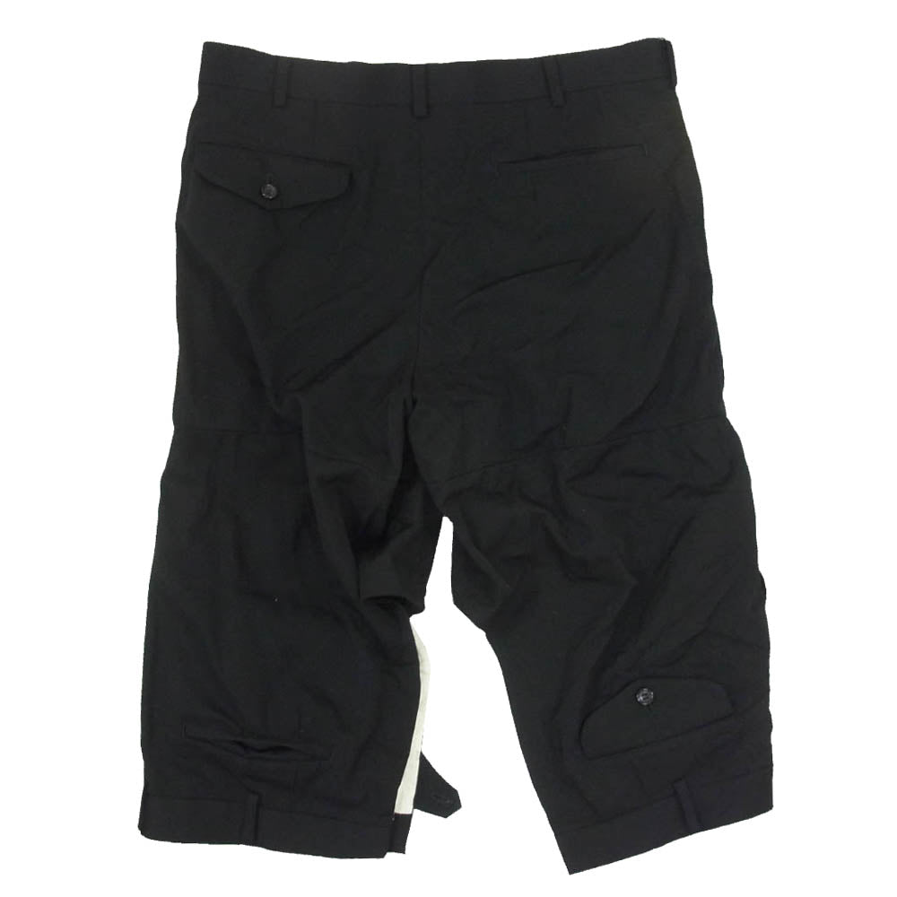 COMME des GARCONS HOMME PLUS コムデギャルソンオムプリュス 24SS PM-P046 ウールギャバ ドッキング ショート パンツ ショーツ ブラック系 L【中古】
