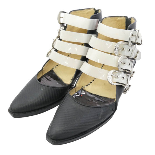 TOGA トーガ PULLA プルラ 4連バックル ウエスタン ショートブーツ ブラック系 クリア系 40【中古】