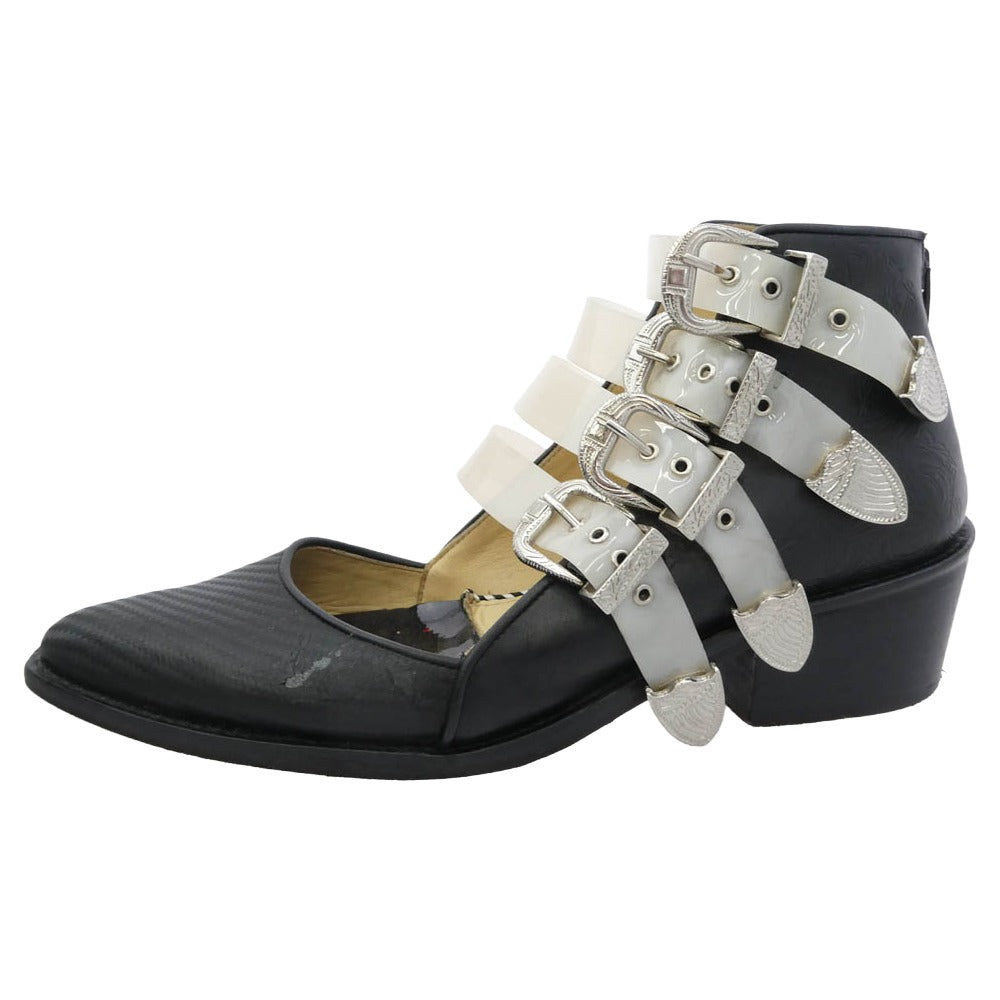 TOGA トーガ PULLA プルラ 4連バックル ウエスタン ショートブーツ ブラック系 クリア系 40【中古】