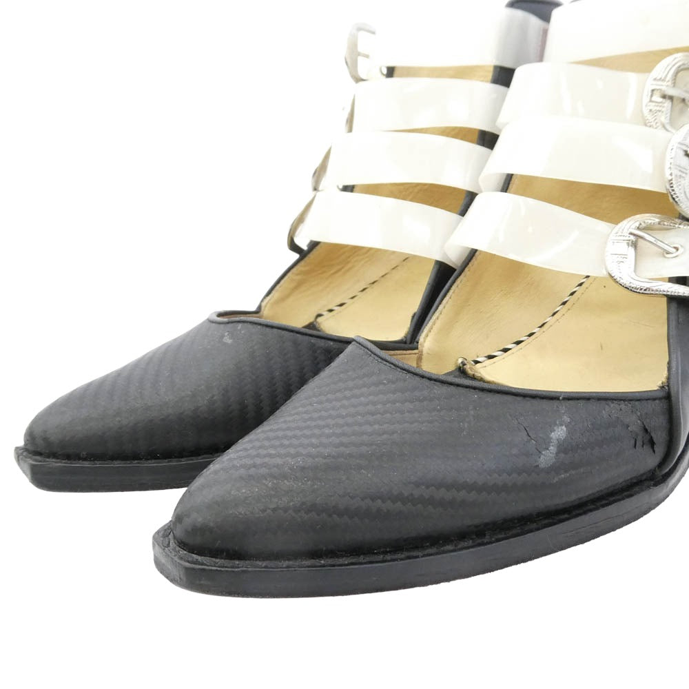 TOGA トーガ PULLA プルラ 4連バックル ウエスタン ショートブーツ ブラック系 クリア系 40【中古】