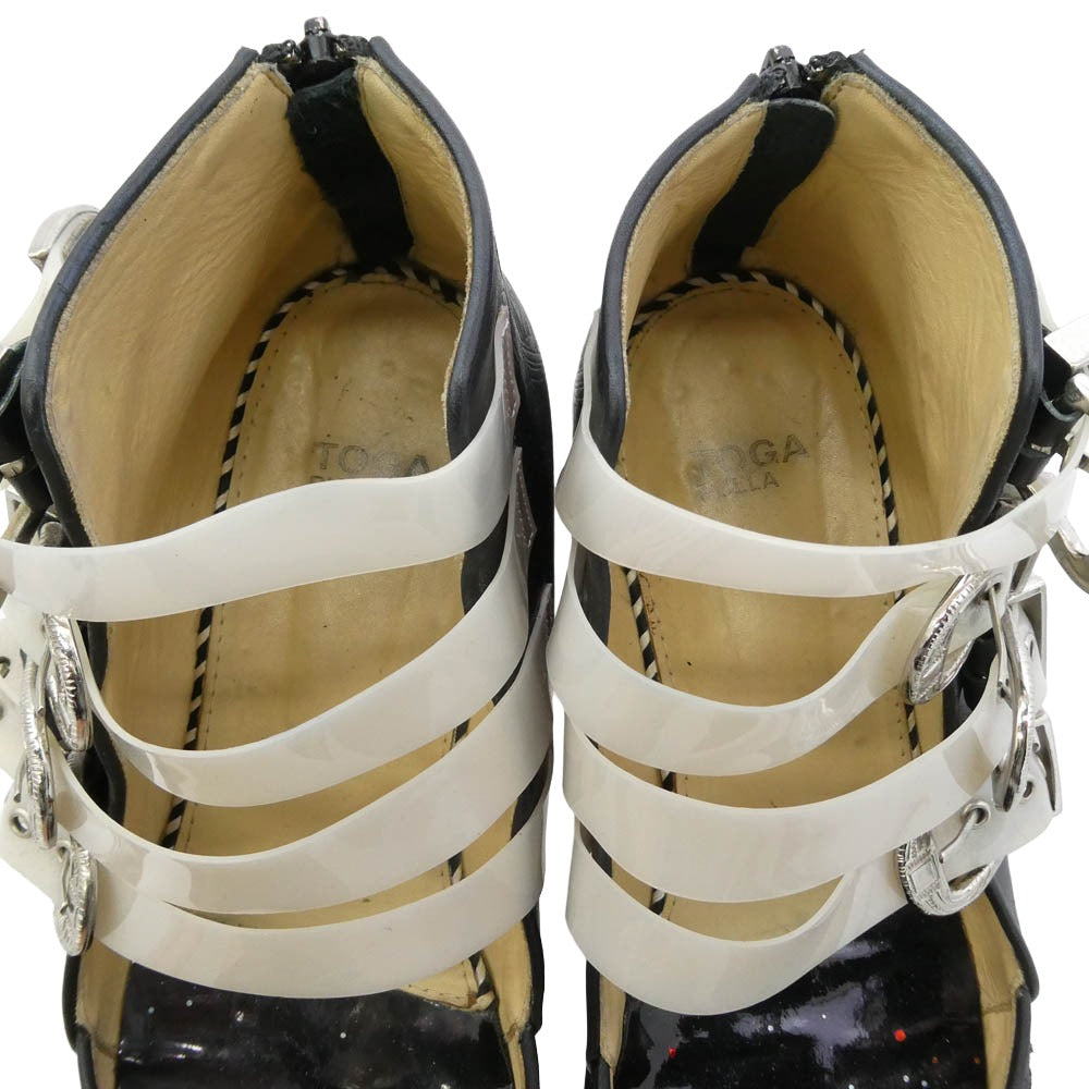TOGA トーガ PULLA プルラ 4連バックル ウエスタン ショートブーツ ブラック系 クリア系 40【中古】