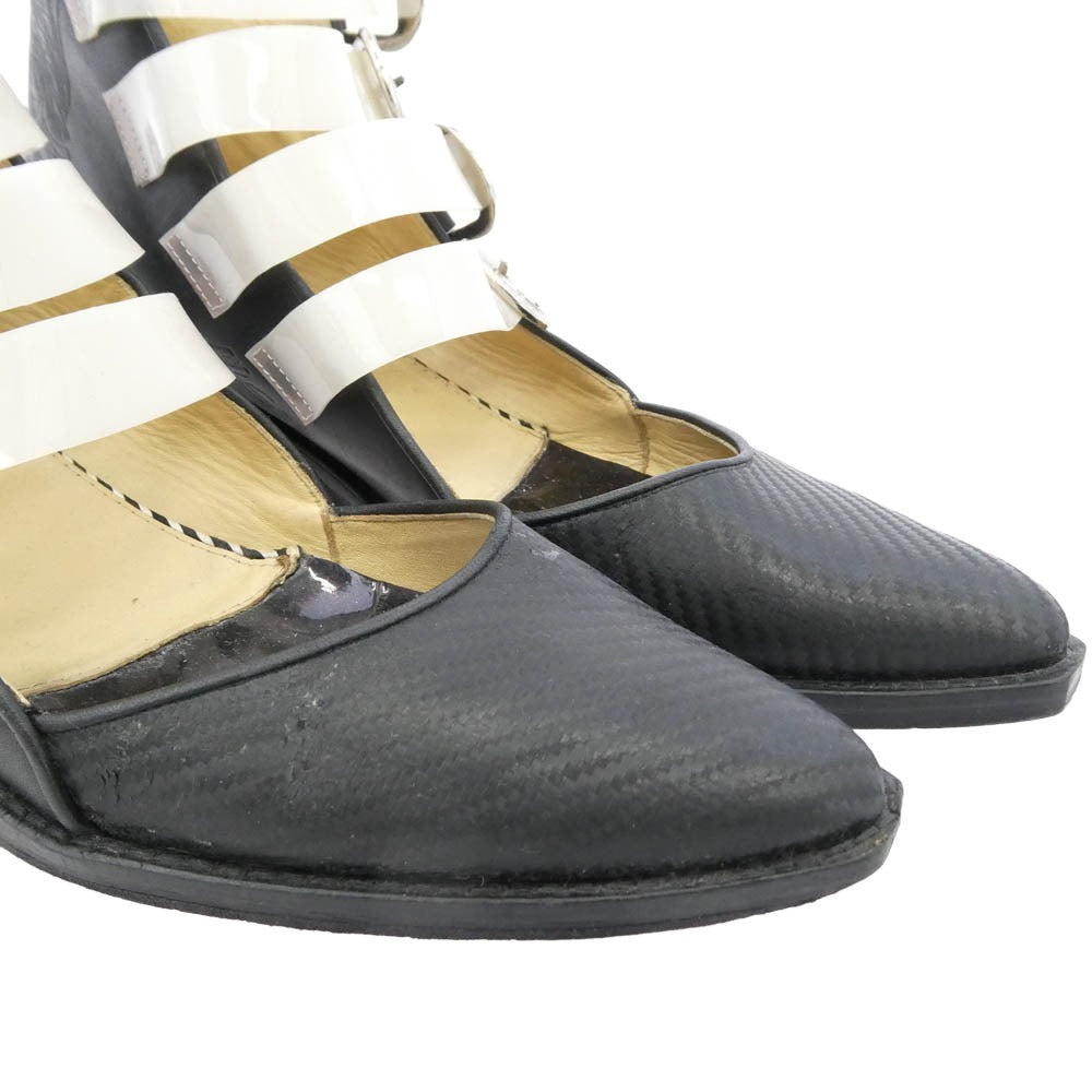 TOGA トーガ PULLA プルラ 4連バックル ウエスタン ショートブーツ ブラック系 クリア系 40【中古】