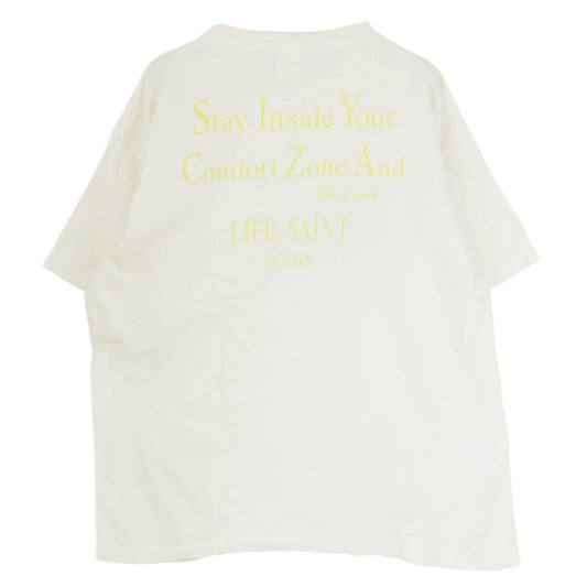SAINT MICHAEL セントマイケル 22AW SM-A22-0000-006 SS TEE BABY ヴィンテージ加工 プリント Tシャツ 半袖カットソー オフホワイト系 XXL【中古】