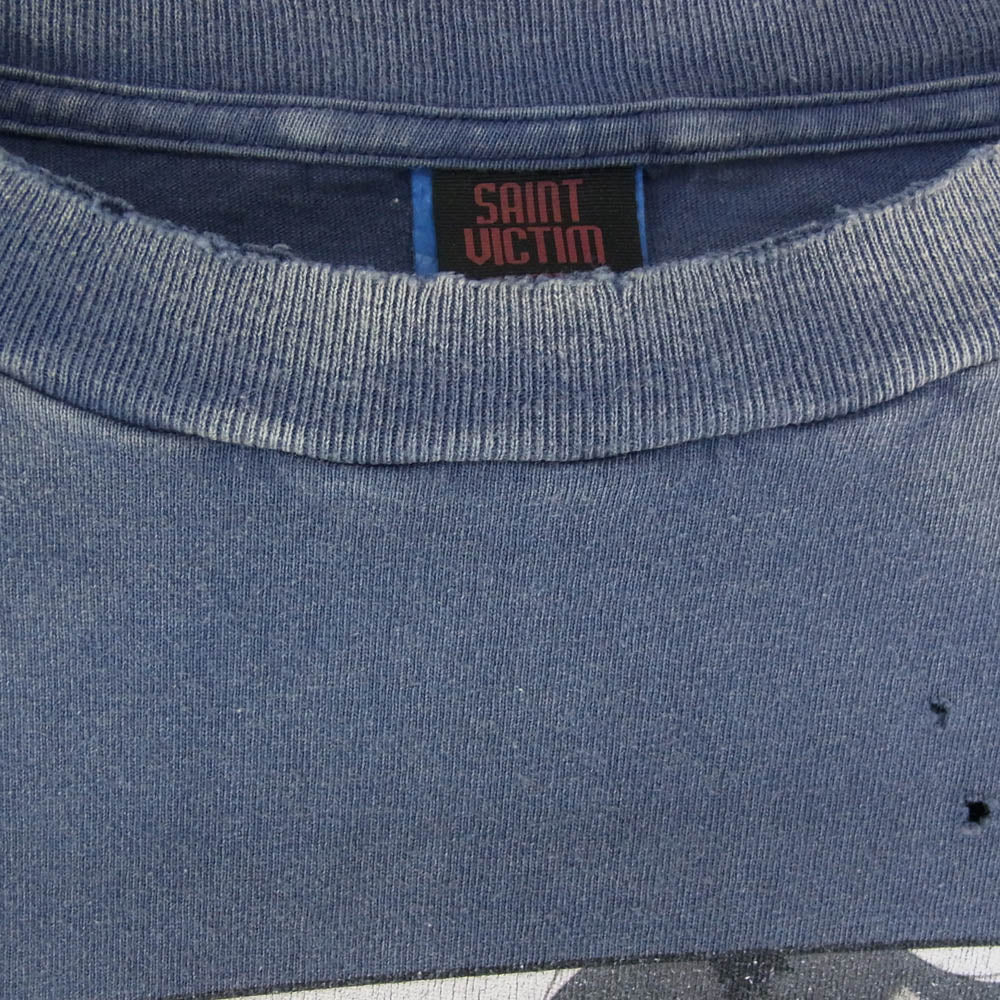 SAINT MICHAEL セントマイケル 24AW SM-YS1-0000-C29 SAINT Mxxxxxx × PLUTO プルートゥ ヴィンテージ加工 プリント Tシャツ 半袖カットソー ネイビー系 XL【中古】