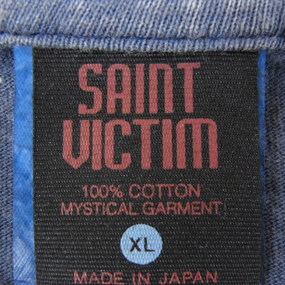 SAINT MICHAEL セントマイケル 24AW SM-YS1-0000-C29 SAINT Mxxxxxx × PLUTO プルートゥ ヴィンテージ加工 プリント Tシャツ 半袖カットソー ネイビー系 XL【中古】