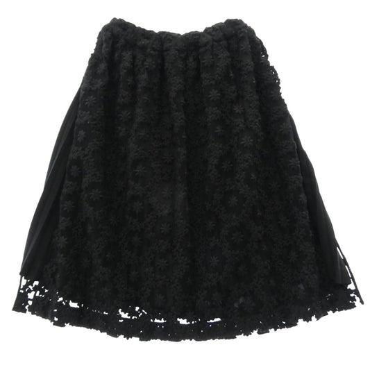 COMME des GARCONS NOIR コムデギャルソン ノワール 17AW 3T-S004 kei ninomiya ケイニノミヤ レイヤード レースフラワー刺繍 プリーツ スカート ブラック系 S【中古】