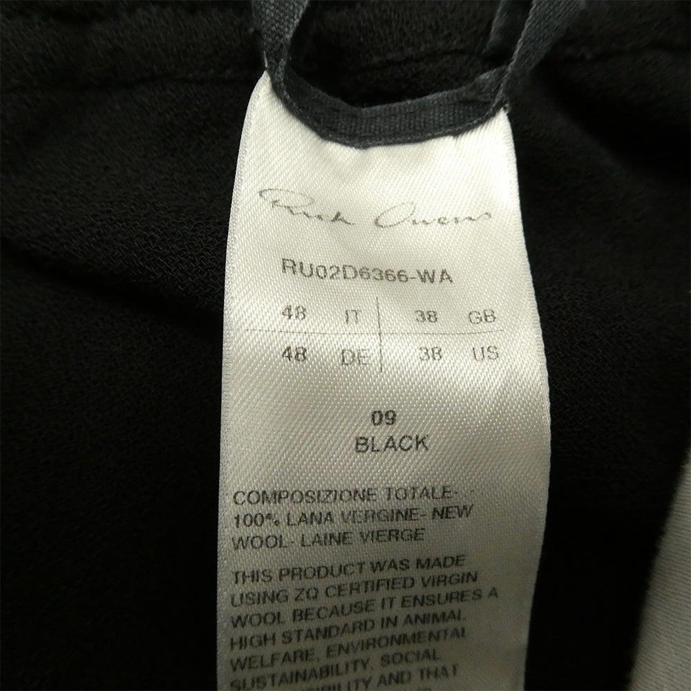 Rick Owens リックオウエンス 24AW RU02D6366-WA WIDE BELA PANTS ヴァージンウール ワイドベラ パンツ ブラック系 48【中古】