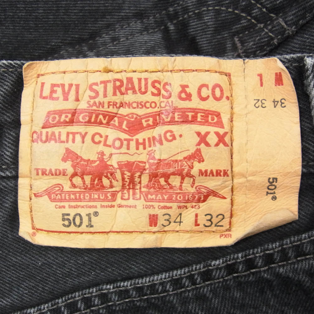 Levi's リーバイス 00501-0660 メキシコ製 501 ブラック ボタンフライ デニム パンツ ジーンズ W34 L32 ブラック系 34【中古】