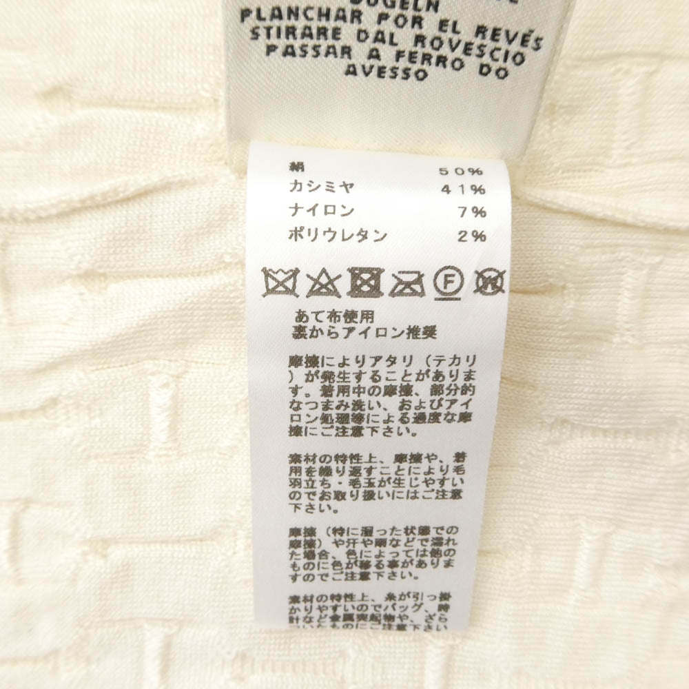 HERMES エルメス シェーヌダンクル柄 シルク カシミヤ ノースリーブ ワンピース アイボリー系 36【中古】