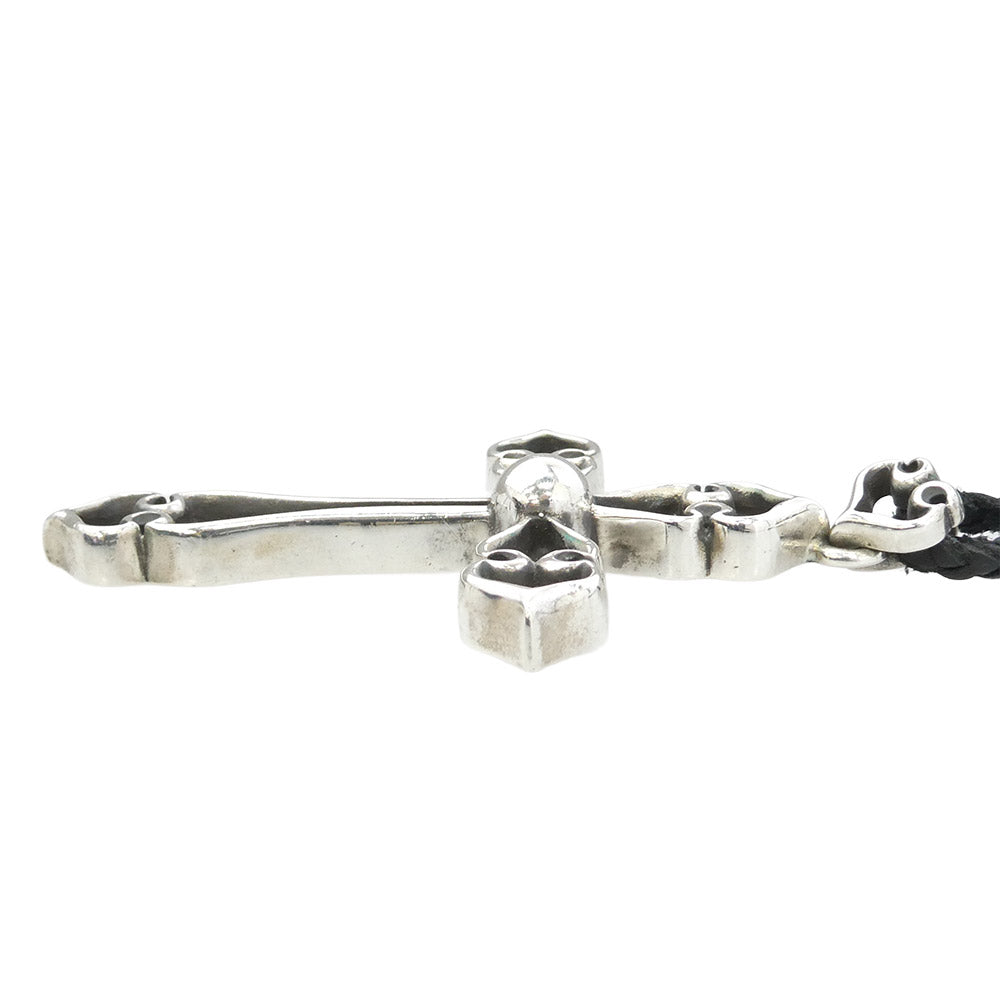 CHROME HEARTS クロムハーツ（原本無） SPADE CROSS ラージ スペードクロス ペンダント ボロチップ レザーブレード ネックレス シルバー系 ブラック系【中古】