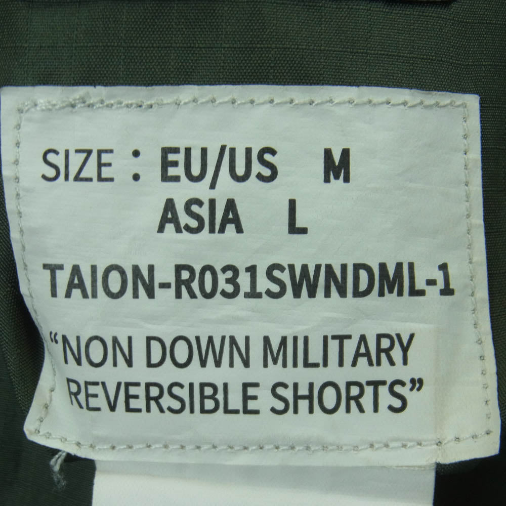 タイオン R031SWNDML-1 MILITARY LINE ノンダウン リバーシブル ショート パンツ ショーツ ベージュ系 グリーン系 M【中古】