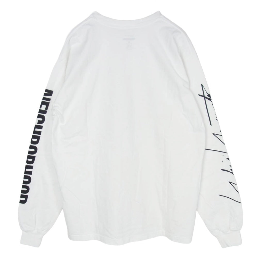 Yohji Yamamoto POUR HOMME ヨウジヤマモトプールオム 23SS HZ-T63-288 ロゴプリント 長袖 ロングスリーブ カットソー Tシャツ ロンT ホワイト系 M【美品】【中古】