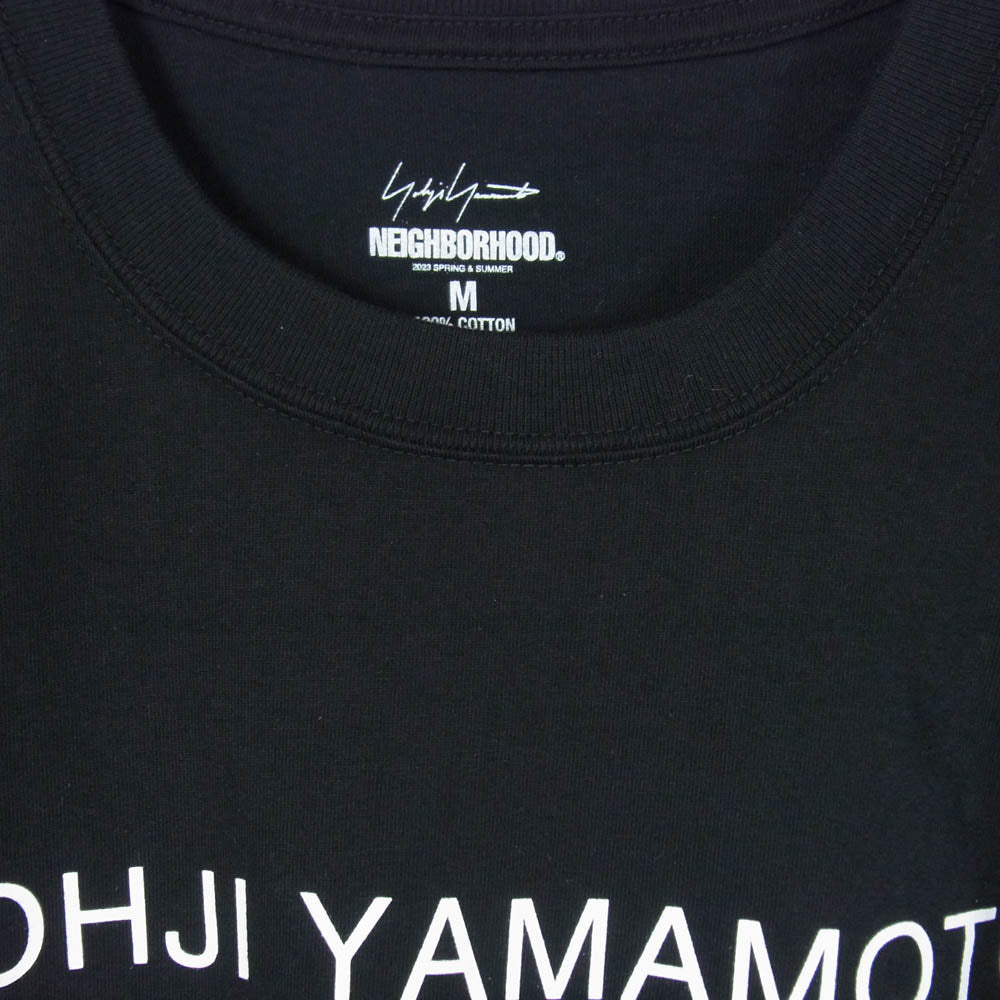 Yohji Yamamoto POUR HOMME ヨウジヤマモトプールオム NEIGHBORHOOD ネイバーフッド 23SS HZ-T63-288 ロゴプリント 長袖 ロングスリーブ カットソー Tシャツ ロンT ブラック系 M【美品】【中古】