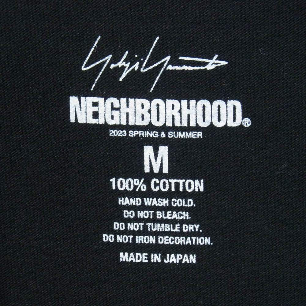 Yohji Yamamoto POUR HOMME ヨウジヤマモトプールオム NEIGHBORHOOD ネイバーフッド 23SS HZ-T63-288 ロゴプリント 長袖 ロングスリーブ カットソー Tシャツ ロンT ブラック系 M【美品】【中古】