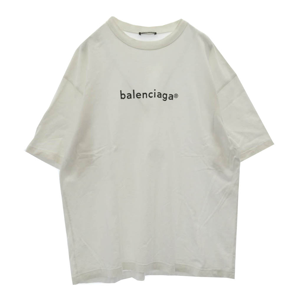 BALENCIAGA バレンシアガ 21SS 612966 TIV54 New Copyright ニューコピーライト プリント クルーネック ロゴプリント 半袖 Tシャツ ホワイト系 M【中古】