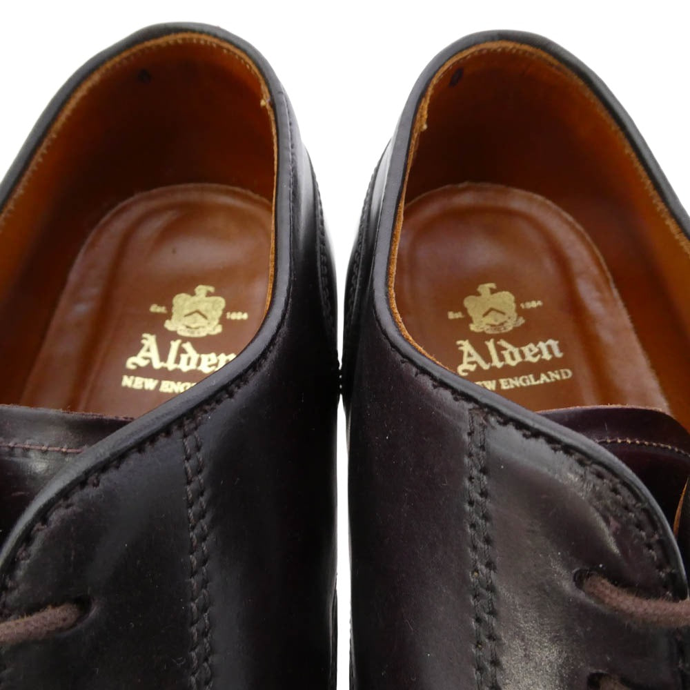 ALDEN オールデン 2160 コードバン レザー ストレートチップ キャップトゥ レースアップ レザー シューズ ダークブラウン系 ブラウン系 8.5【中古】