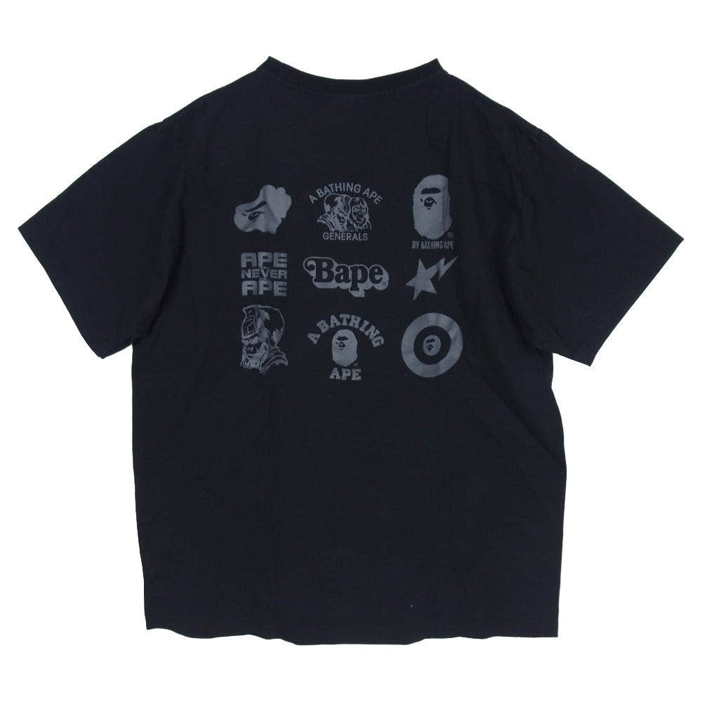 A BATHING APE アベイシングエイプ ロゴプリント クルーネック 半袖 Tシャツ ブラック系 L【中古】