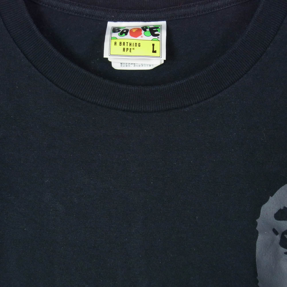 A BATHING APE アベイシングエイプ ロゴプリント クルーネック 半袖 Tシャツ ブラック系 L【中古】