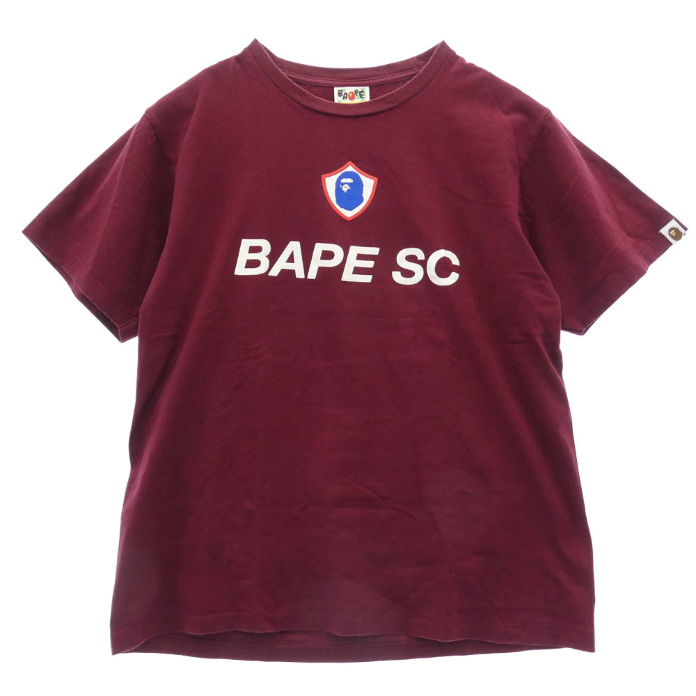 A BATHING APE アベイシングエイプ BAPE SC プリント 半袖 Tシャツ カットソー ワインレッド系 L【中古】