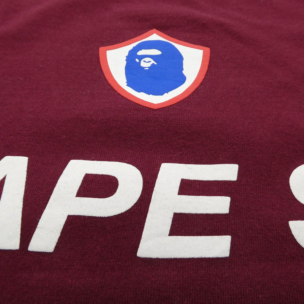 A BATHING APE アベイシングエイプ BAPE SC プリント 半袖 Tシャツ カットソー ワインレッド系 L【中古】