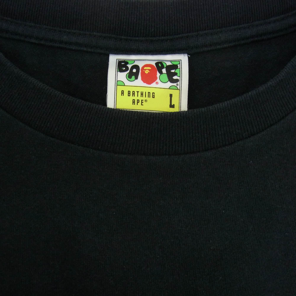 A BATHING APE アベイシングエイプ フライトワッペン 半袖 クルーネック Tシャツ ブラック系 L【中古】