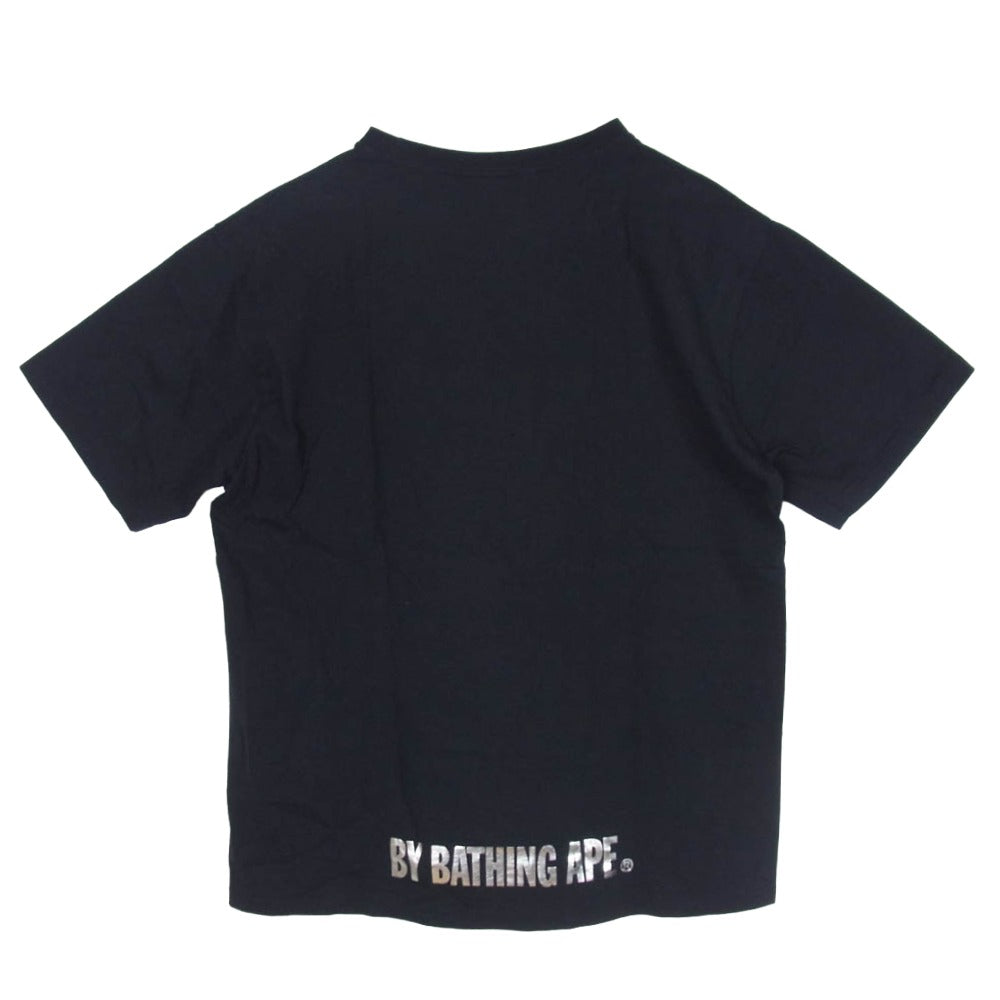 A BATHING APE アベイシングエイプ シルバービッグフェイス ロゴプリント クルーネック 半袖 Tシャツ ブラック系 L【中古】