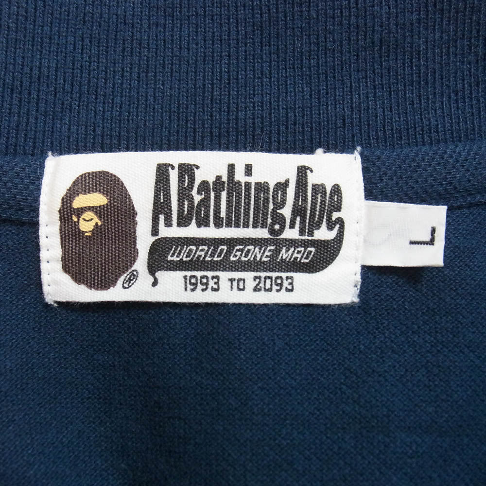 A BATHING APE アベイシングエイプ 猿カモポケット 半袖 ポロシャツ グリーン系 L【中古】
