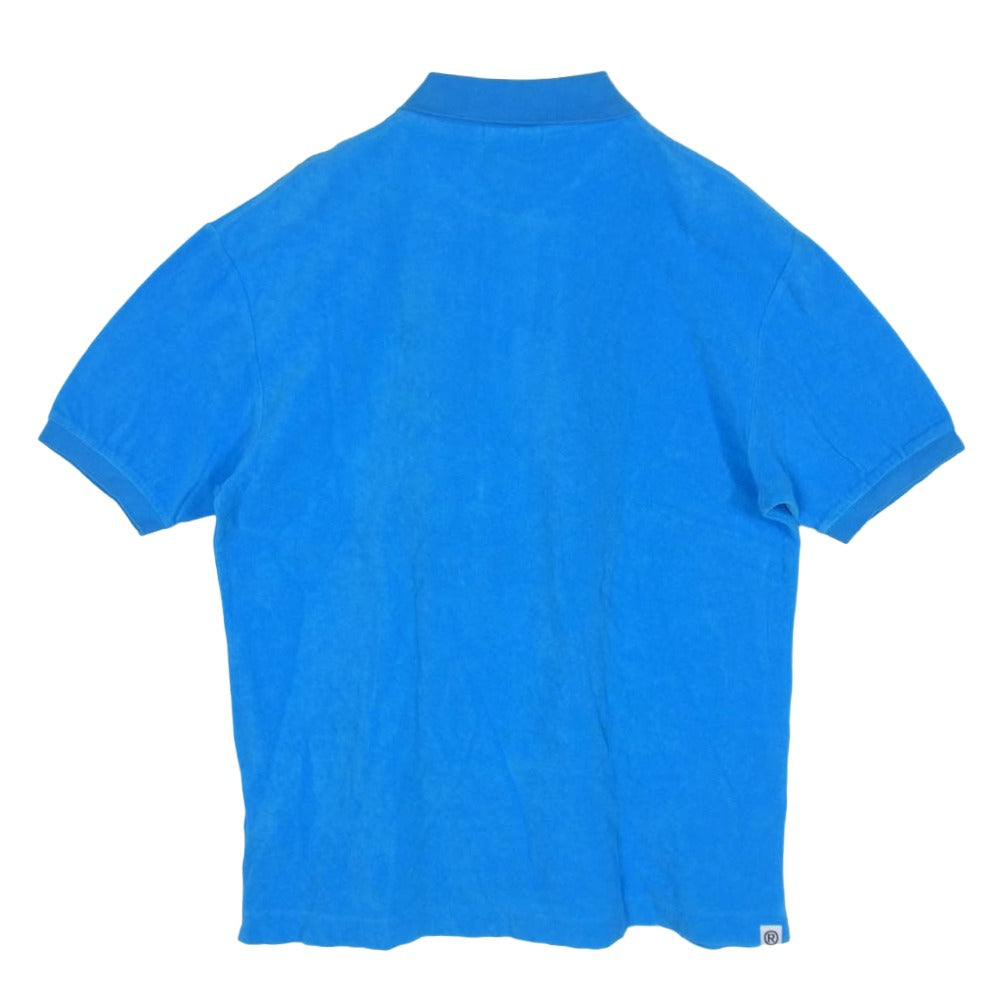 A BATHING APE アベイシングエイプ ロゴワッペン パイル生地 半袖 ポロシャツ ライトブルー系 XL【中古】