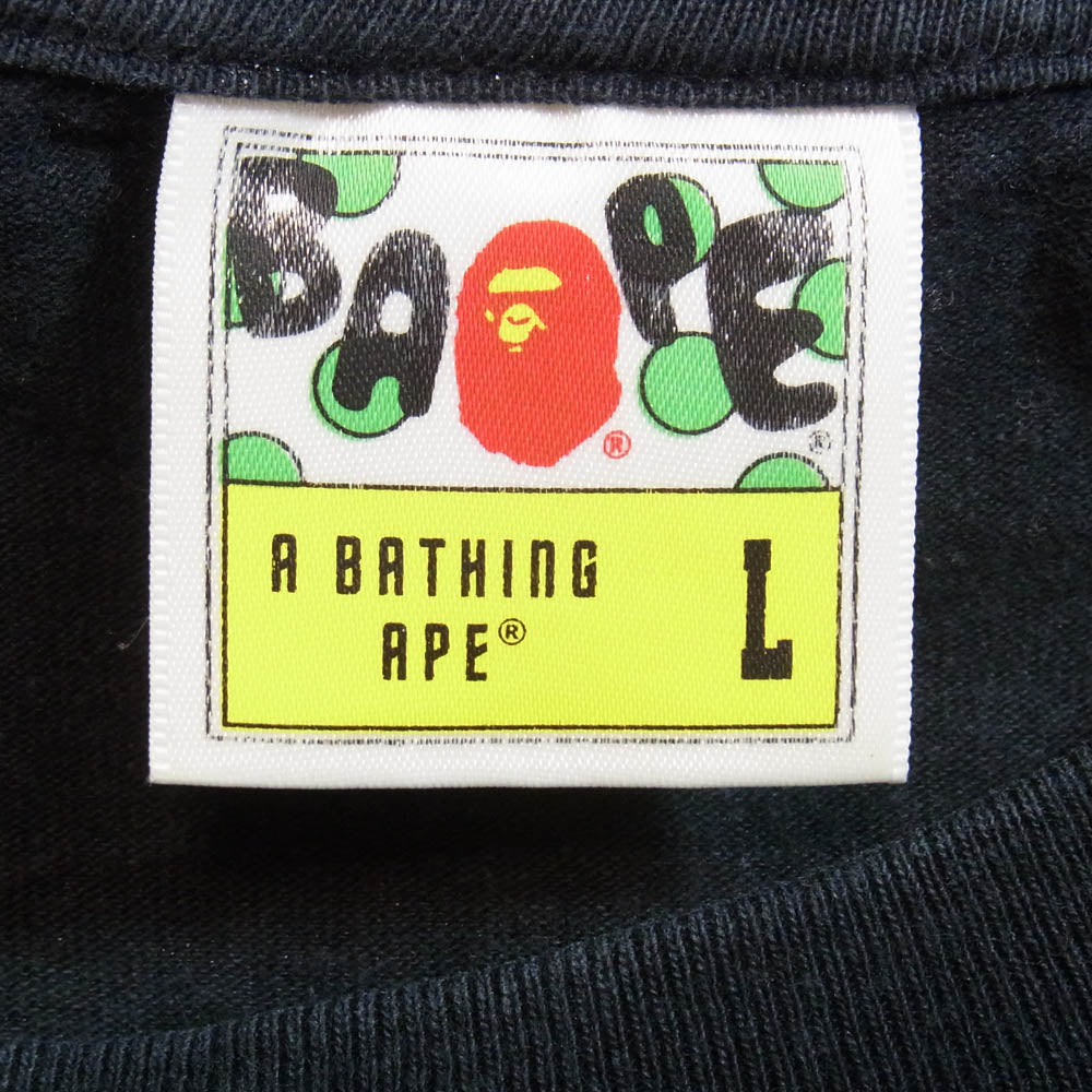 A BATHING APE アベイシングエイプ BAPE SC シールドロゴ プリント クルーネック 半袖 Tシャツ ブラック系 L【中古】