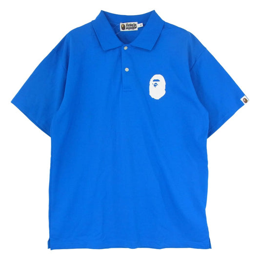 A BATHING APE アベイシングエイプ マルチロゴ BAPE 半袖 ポロシャツ ブルー系 XL【中古】