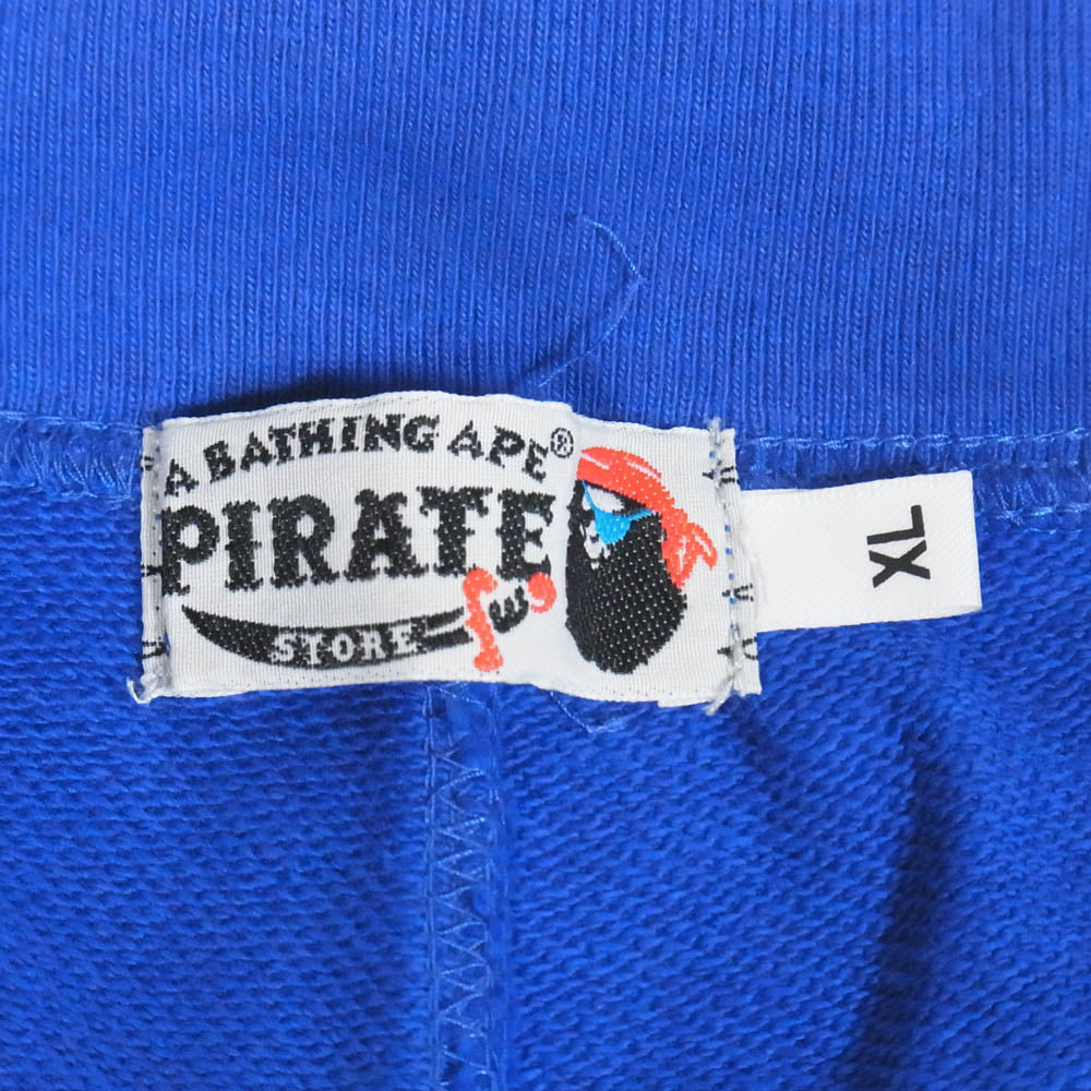 A BATHING APE アベイシングエイプ BAPEロゴプリント スウェット ショーツ ハーフパンツ ブルー系 XL【中古】