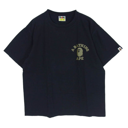 A BATHING APE アベイシングエイプ カモ ロゴプリント 半袖 Tシャツ カットソー ブラック系 XL【中古】
