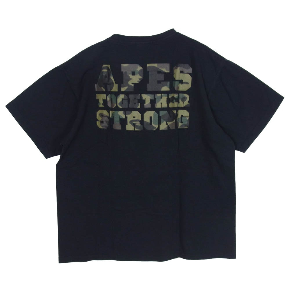 A BATHING APE アベイシングエイプ カモ ロゴプリント 半袖 Tシャツ カットソー ブラック系 XL【中古】