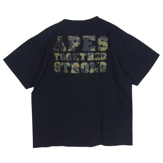 A BATHING APE アベイシングエイプ カモ ロゴプリント 半袖 Tシャツ カットソー ブラック系 XL【中古】