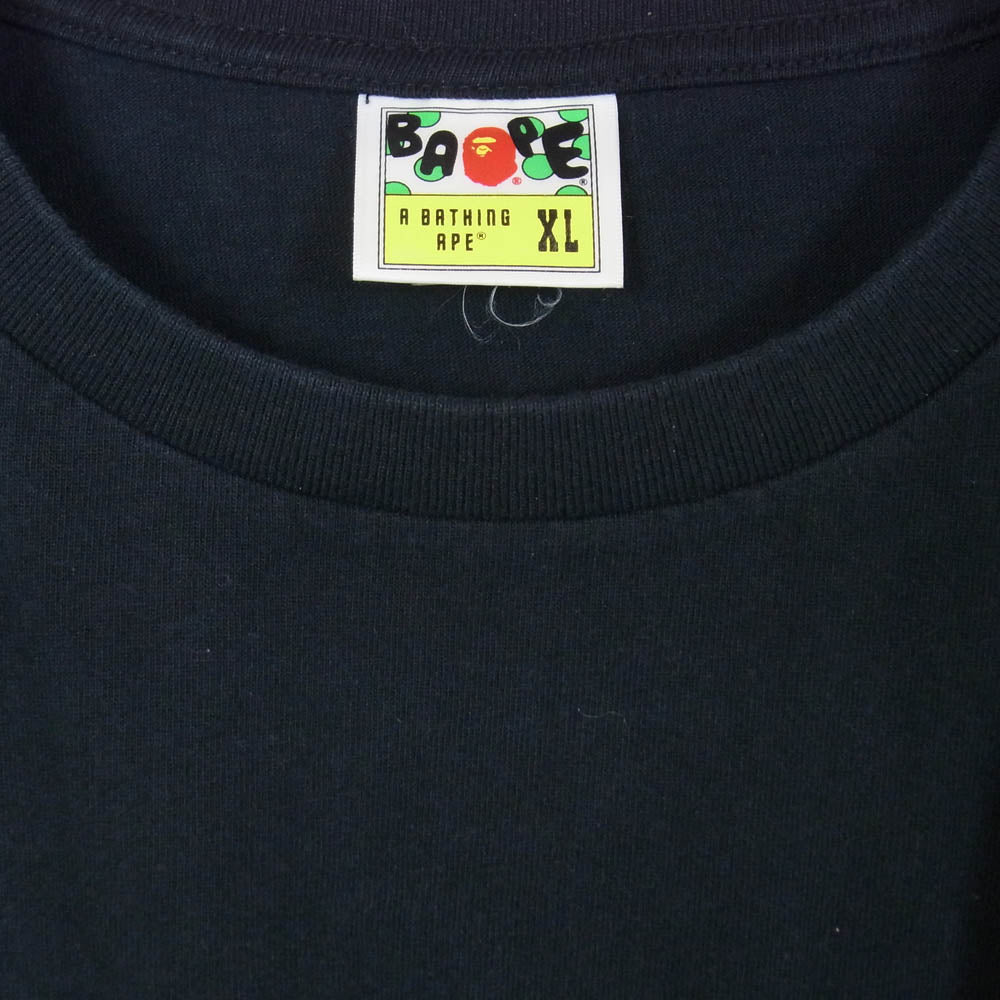 A BATHING APE アベイシングエイプ カモ ロゴプリント 半袖 Tシャツ カットソー ブラック系 XL【中古】