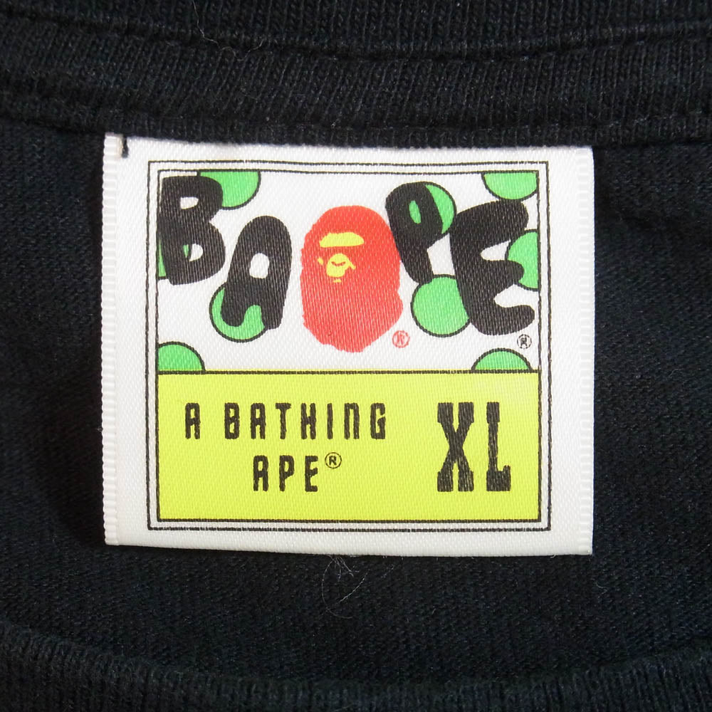 A BATHING APE アベイシングエイプ カモ ロゴプリント 半袖 Tシャツ カットソー ブラック系 XL【中古】