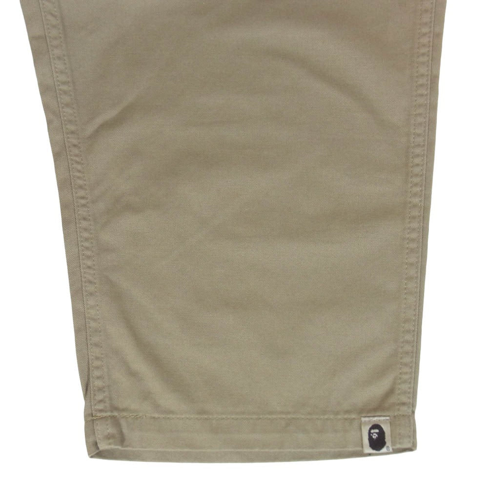 A BATHING APE アベイシングエイプ コットンチノクロス クロップド ワークパンツ ベージュ系 XL【中古】